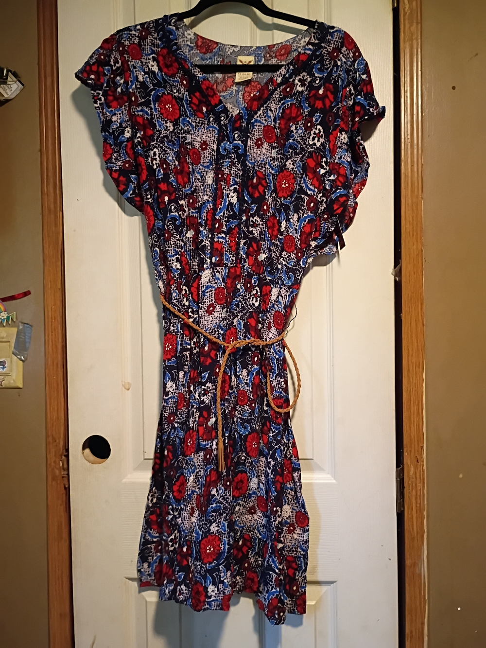 Floral Cap-Sleeve Tie-Waist Dress